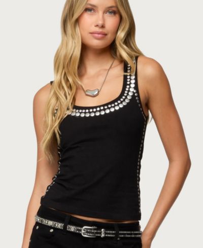 Edikted Women's Studded Built In Bra Tank Top