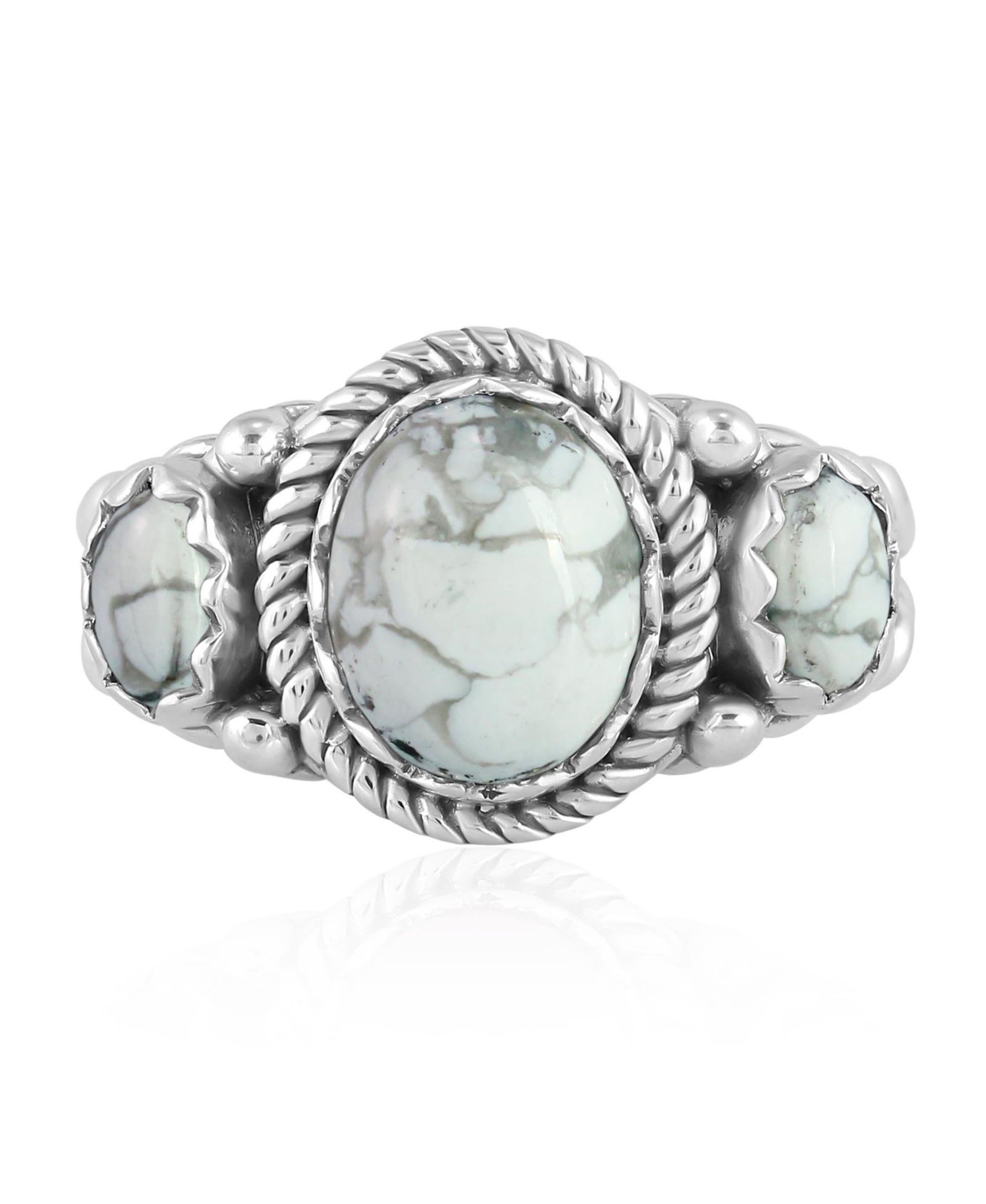 Кольцо American West Jewelry, стерлинговое серебро, белый хоулит, 3 камня