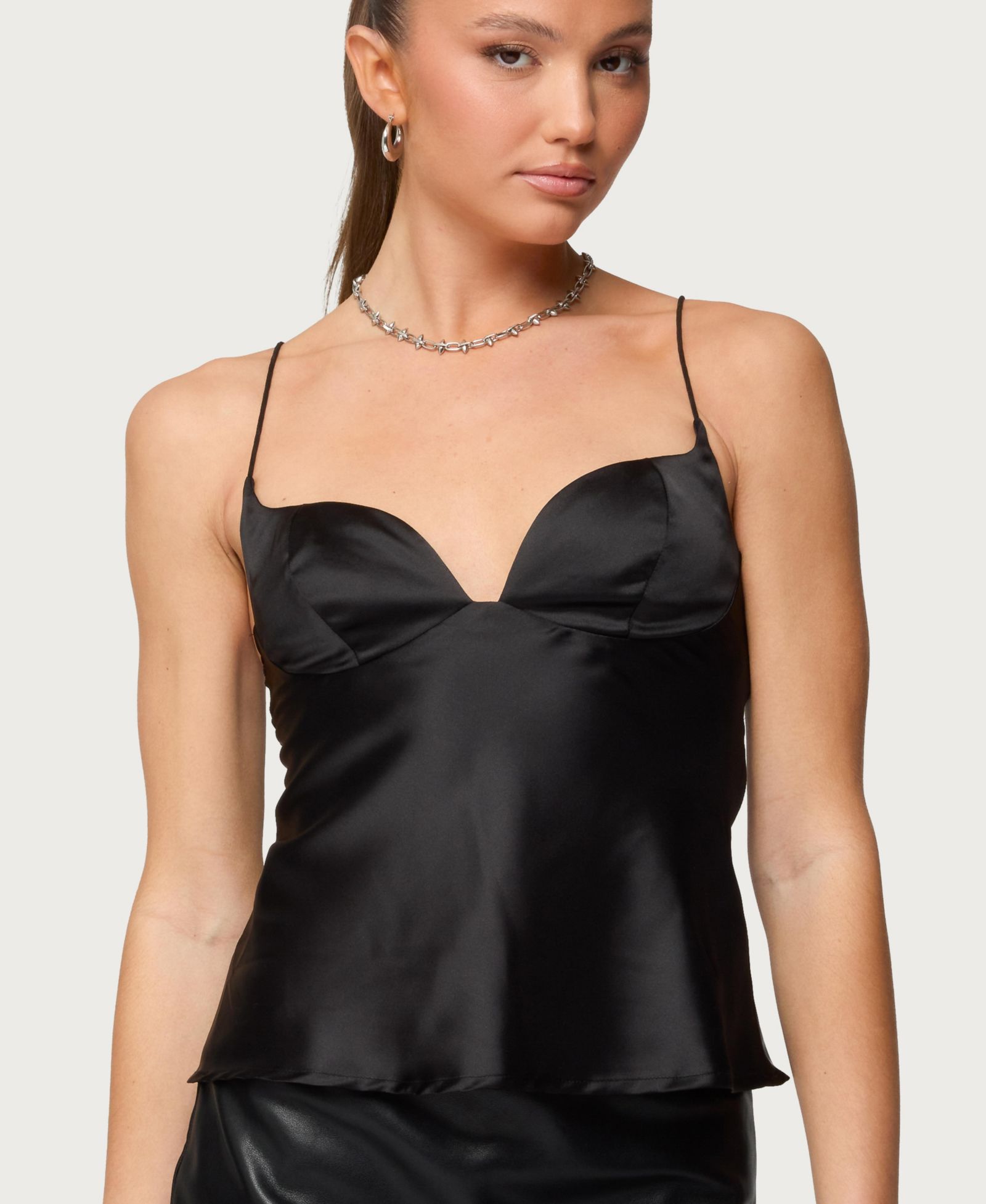 Edikted Women's Jema Cupped Satin Effect Top