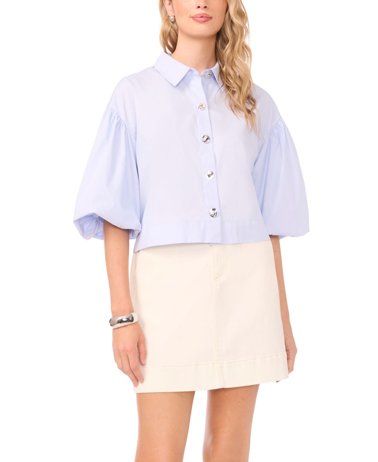 Vince Camuto Women's Bubble Short-Sleeve Button-Up Shirt