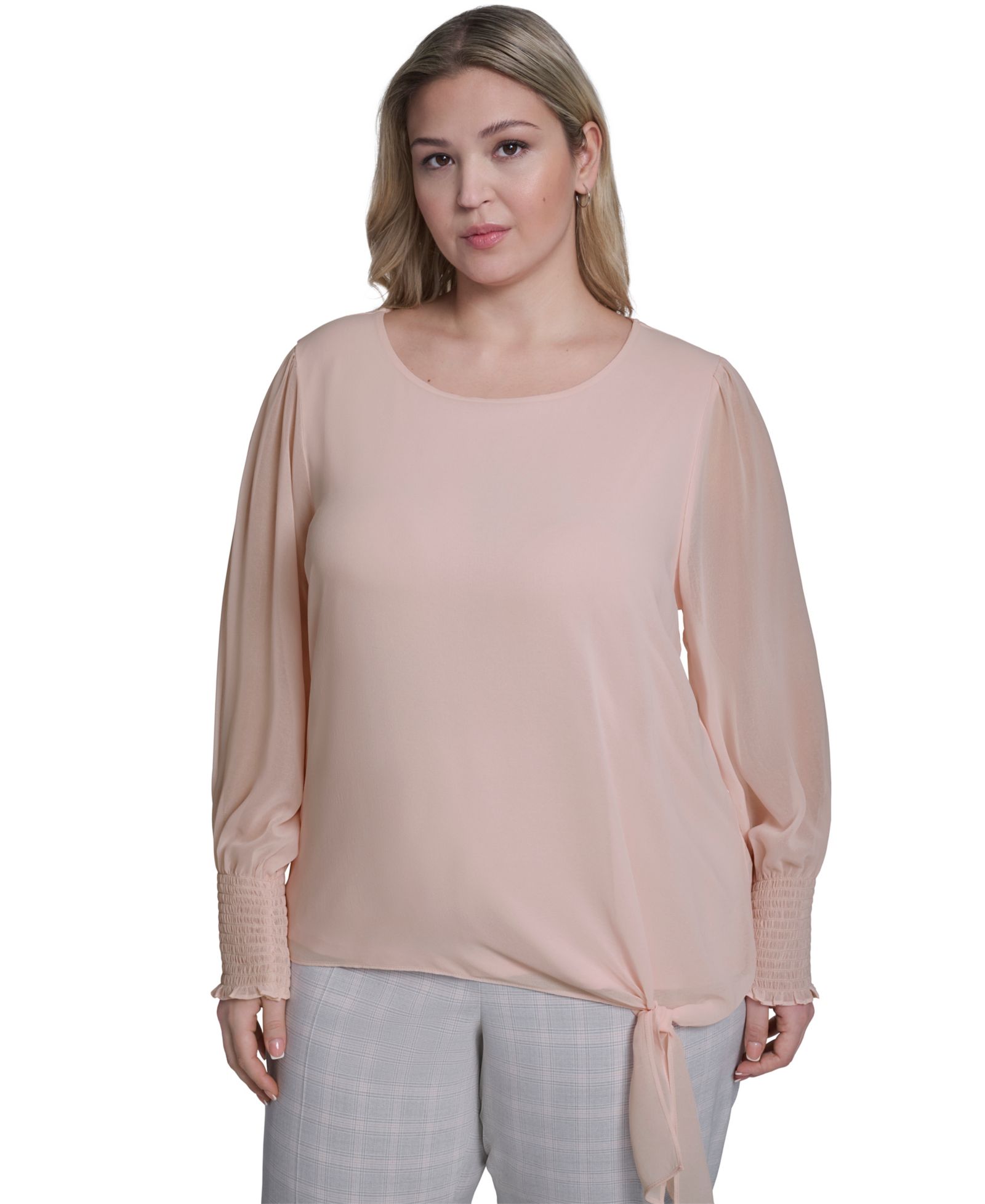 Calvin Klein Plus Size верх из смешанных материалов с длинным рукавом