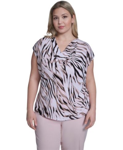 Calvin Klein Plus Size топ с воротником-стойкой и принтом