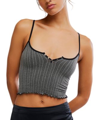Free People Женский укороченный топ Henley Snap Into it