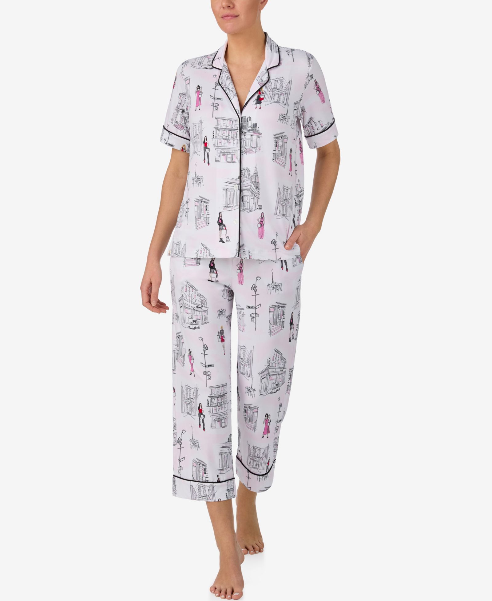DKNY Women's Sleepwear Short-Sleeve Notch Collar, 2-Piece Set