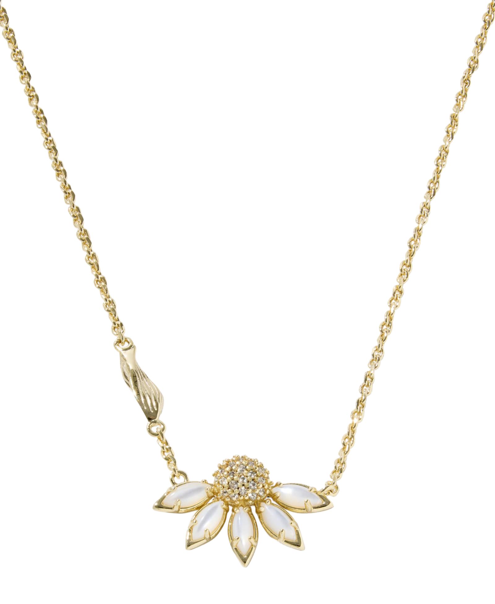 Kendra Scott Anya Cubic Zirconia and Crystal Flower Short Pendant Necklace