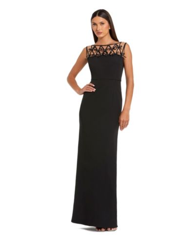 Женское вечернее платье Mac Duggal Sleeveless Crepe Gown With Embellished Bows