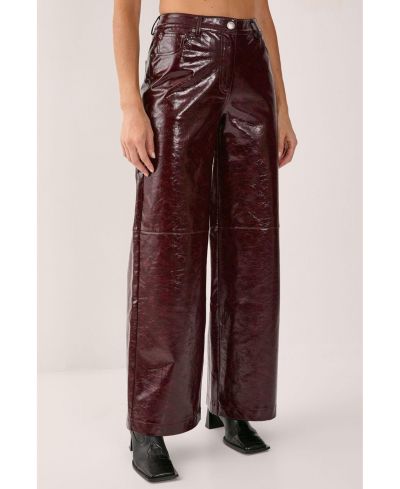 Nasty Gal Women's High Shine Faux Leather Slouch Pant