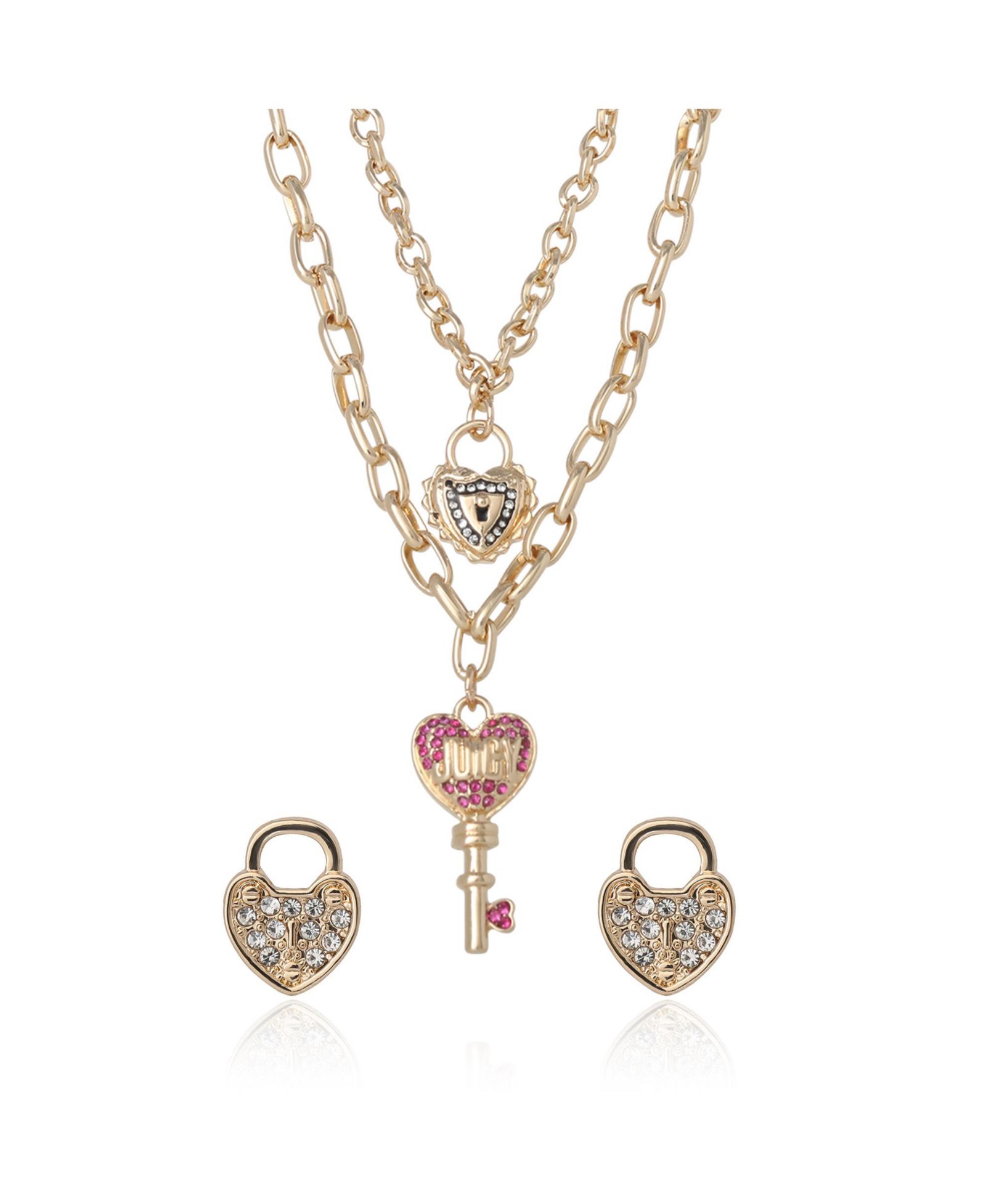 Набор ожерелье с подвеской-ключом и серьги с замком Juicy Couture