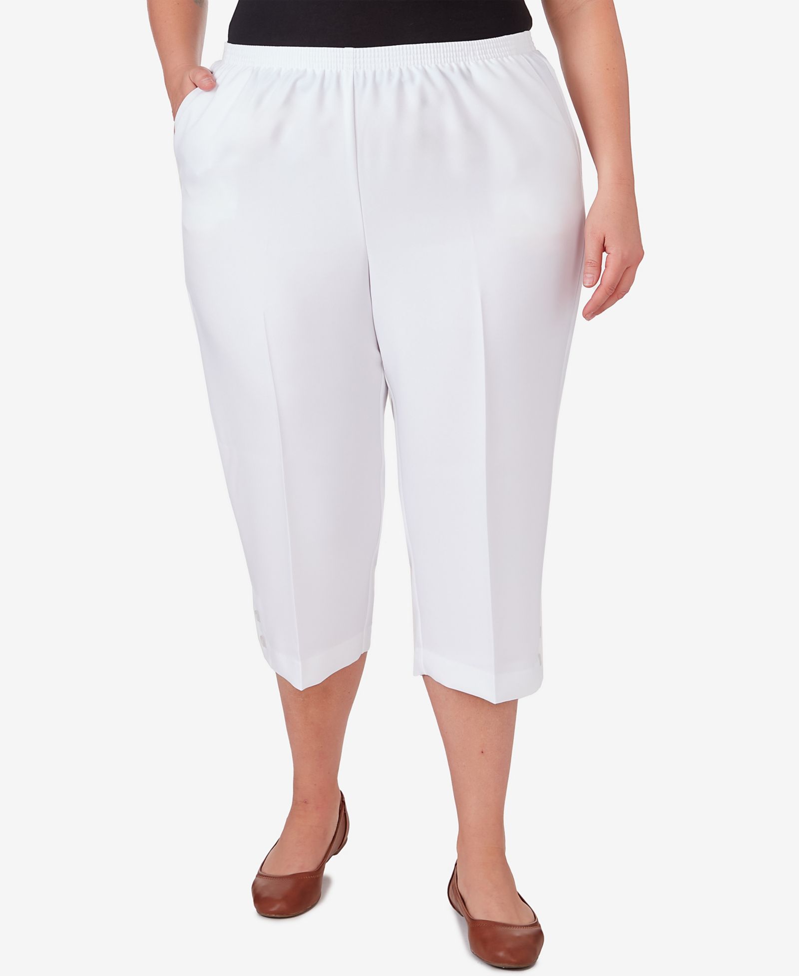 Alfred Dunner брюки капри Plus Size с классической застежкой на пуговицах и сборкой на талии