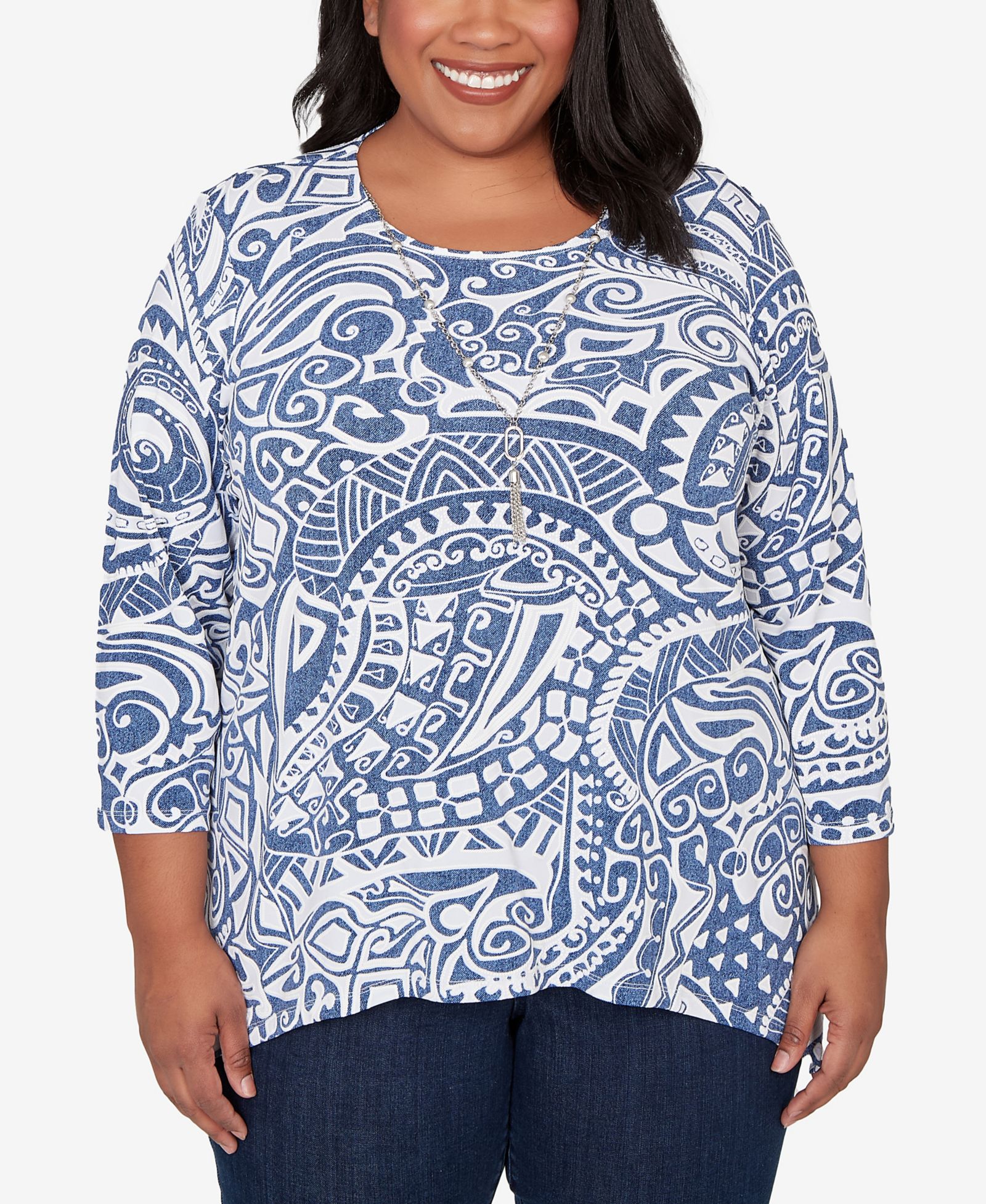 Женский топ Alfred Dunner Plus Size с узором пейсли и ожерельем