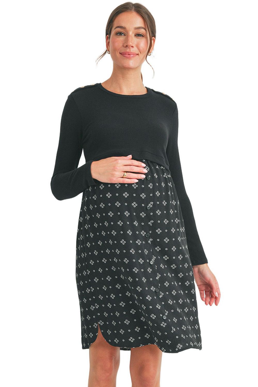 Женское платье для кормления Hello Miz Long Sleeve Empire Waist Maternity Nursing Dress