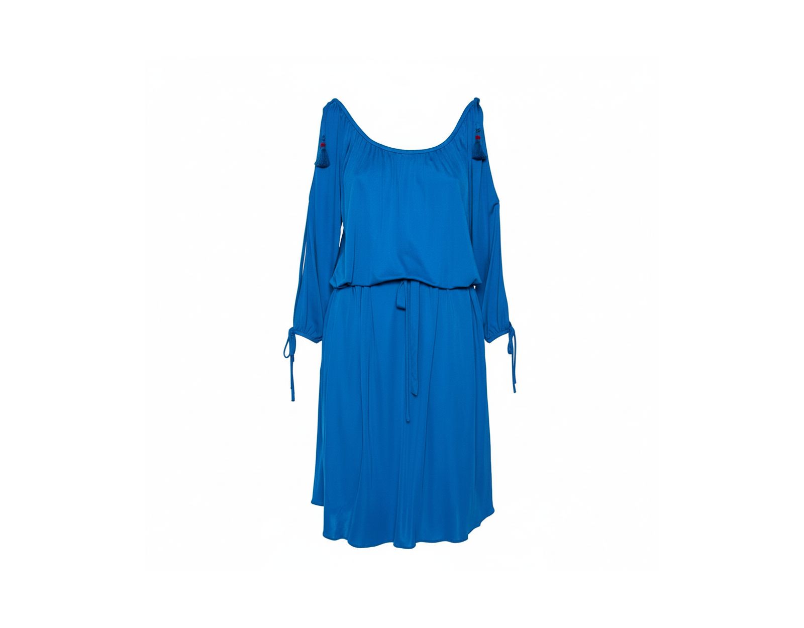 Женское платье Roberto Cavalli Blue Jersey Cold Shoulder Tassel Tie Detailed Belted