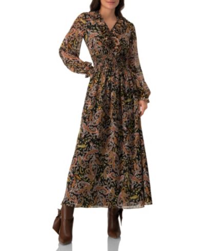 Ivonne Women's Long Dress with Smock Detail