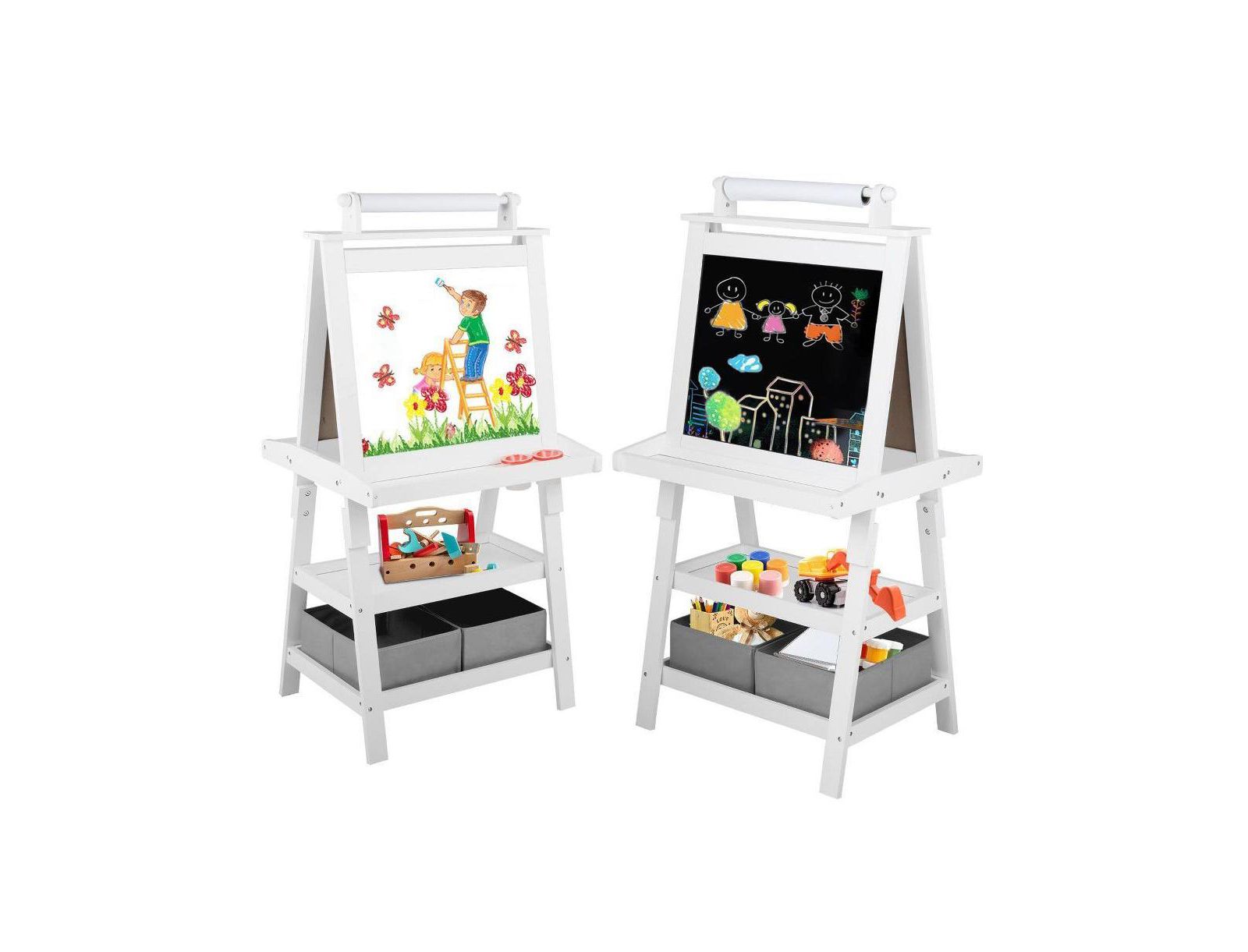 Детский мольберт Kinder King Art Easel 3 in 1 с доской для рисования мелом и бумагой