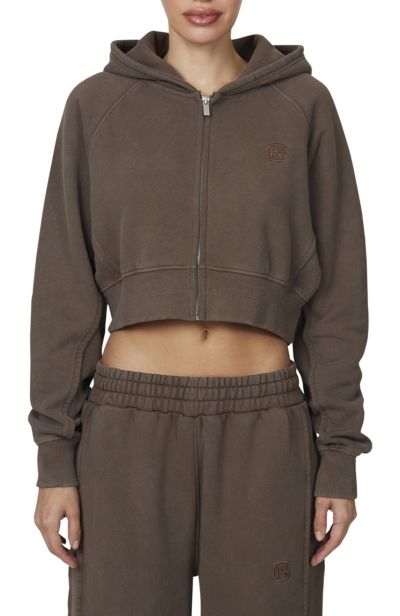 Женское укороченное худи Good For Nothing Ribbed Emblem Crop Zip
