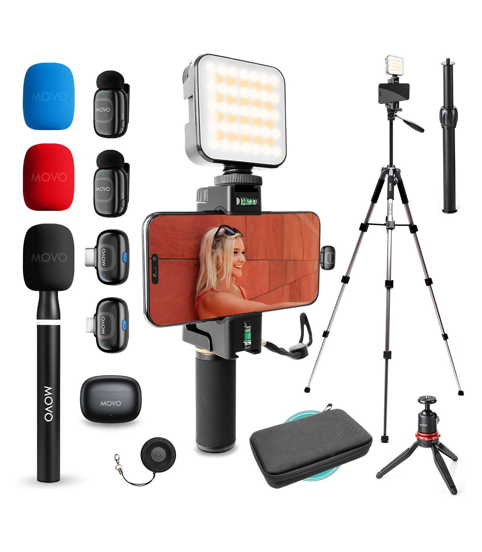 Movo Комплект для влогинга iVlogger-PRO, беспроводной, для iPhone/Android, с RGB светом и штативом