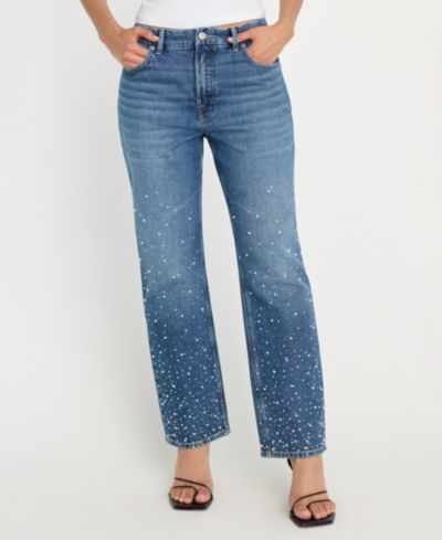 Good American Женские джинсы Good Icon Straight Crop с жемчугом
