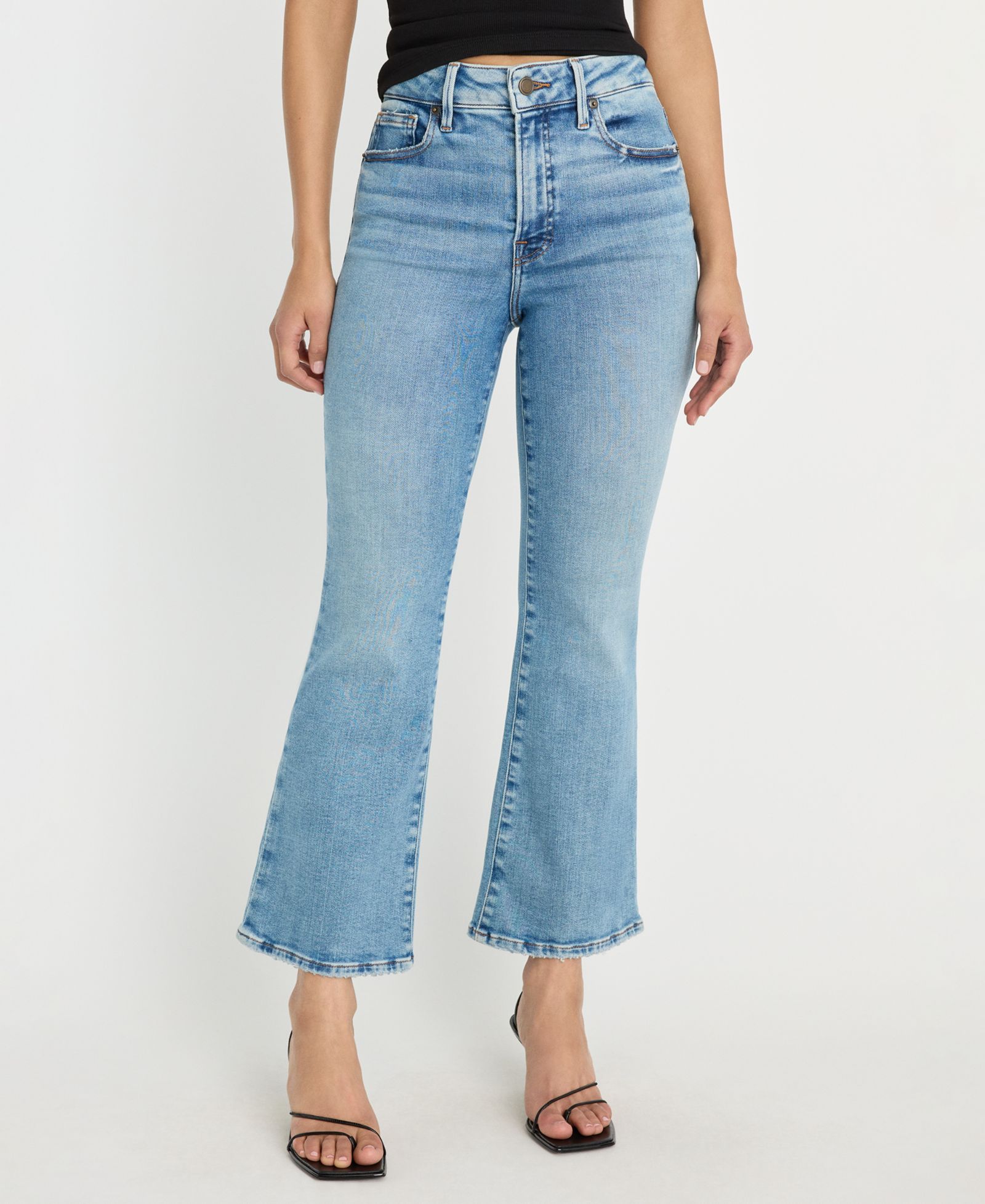 Good American Women's Good Legs Cropped Mini Boot Jeans