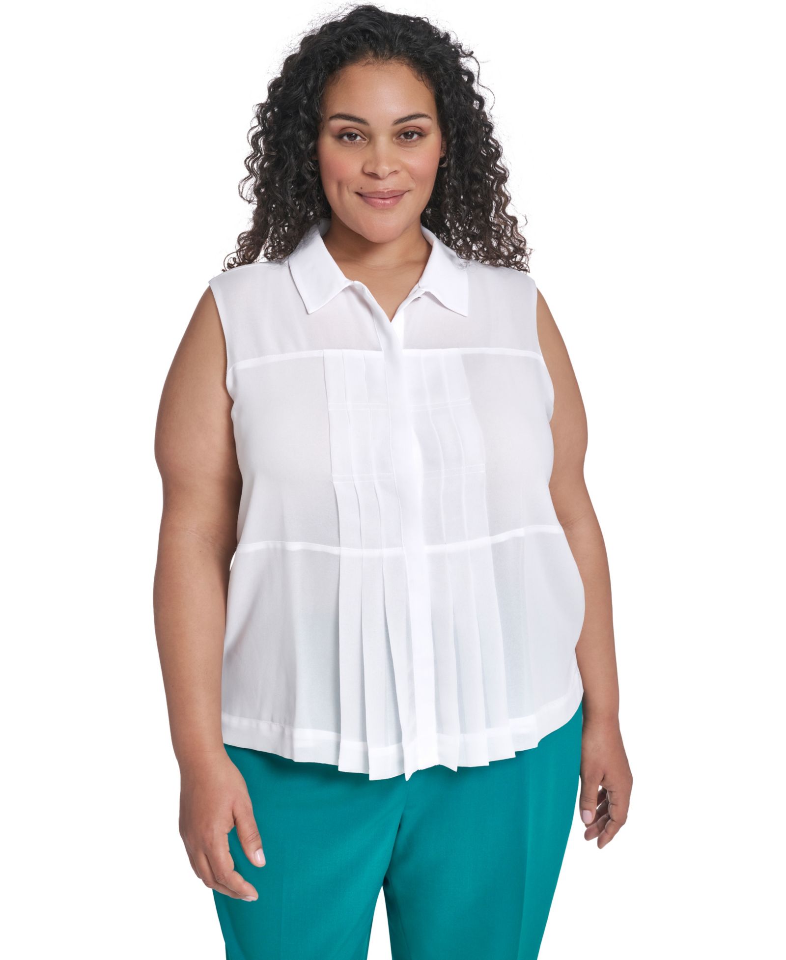 Топ Calvin Klein Plus Size Collared Neck Sleeveless