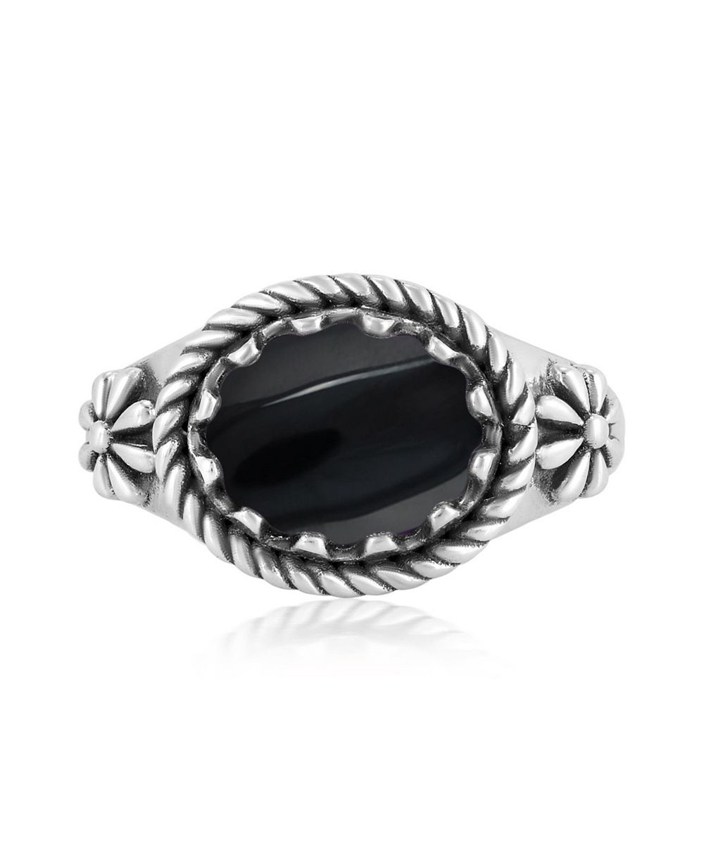 American West Jewelry Sterling Silver Black Onyx East West Ring, Size 5 to 11