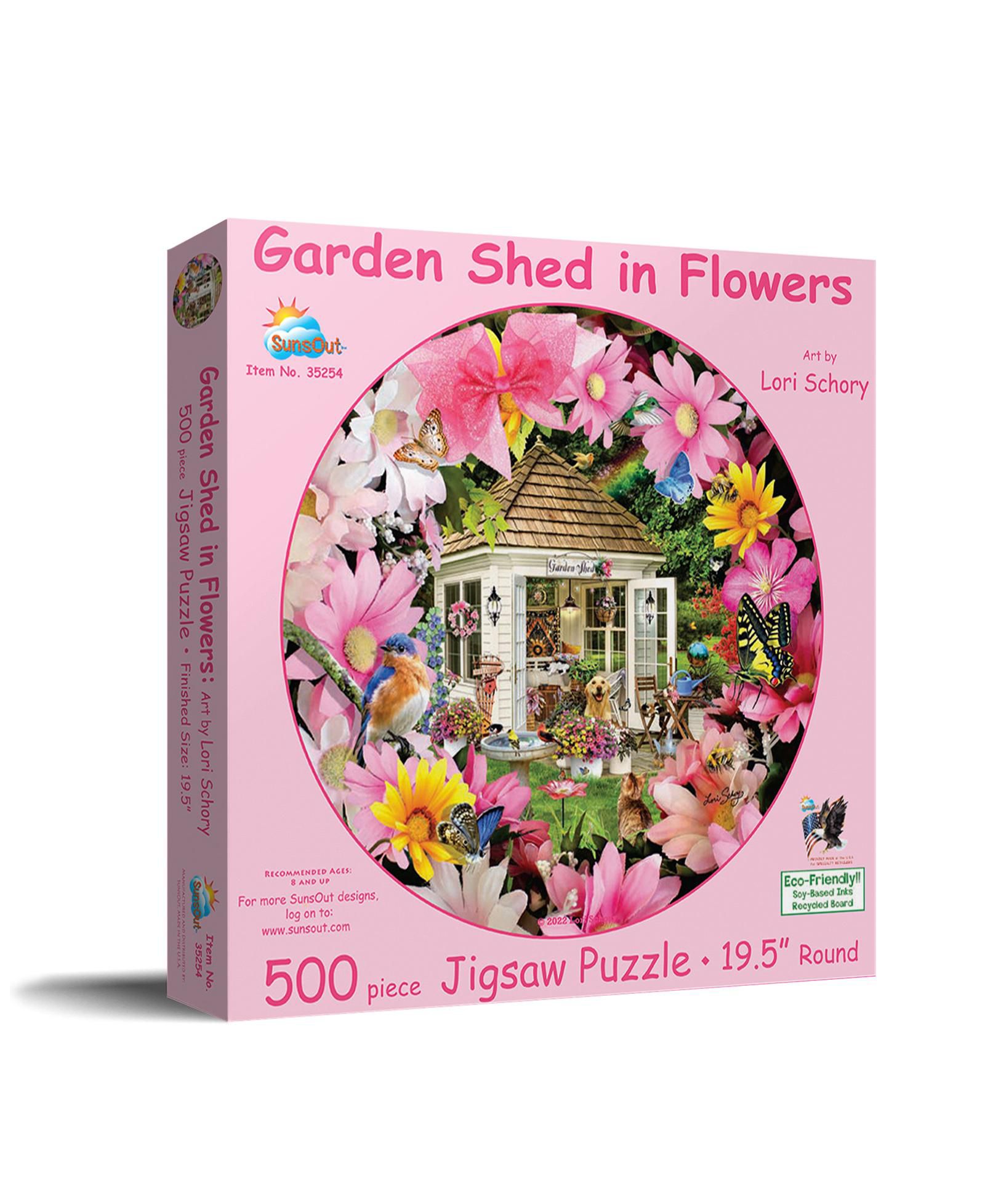 Круглый пазл Sunsout Garden Shed in Flower на 500 деталей, для возраста 15+