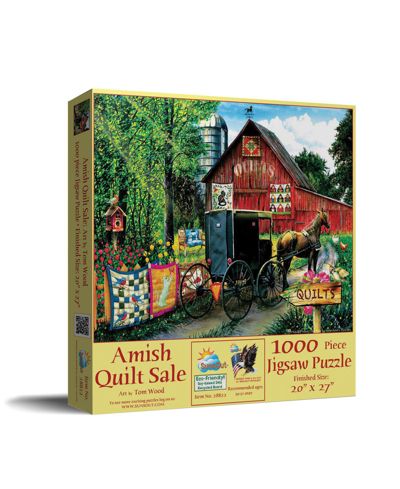 Sunsout Amish Quilt Sale 1000-Piece Uniquely-Shaped Jigsaw Puzzle, Ages 15+