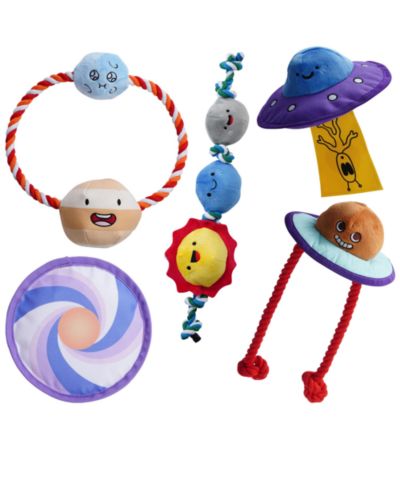 Nocciola 5 PCS Space Themed Dog Toys, Durable Squeaky Stuffed Plush Dog Toys, Flying Disc, Interactive Tough Rope Toys for Smal Medium Large Dog