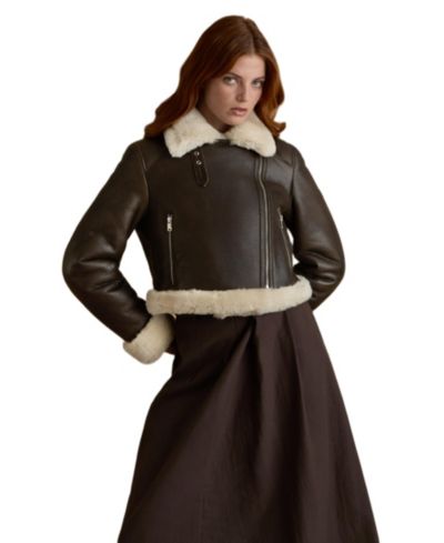 Furniq UK Women's Sienna Leather Shearling Jacket
