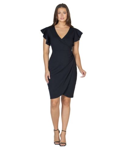 Платье 24seven Comfort Apparel с воротником V-образным и оборками на рукавах, Женский