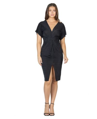 Платье 24seven Comfort Apparel Women's Short Sleeve V-Neck Twist Front Split Hem
