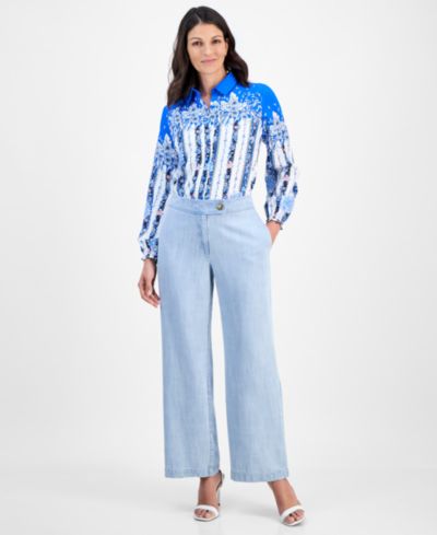 T Tahari Women's High-Rise Wide-Leg Pants