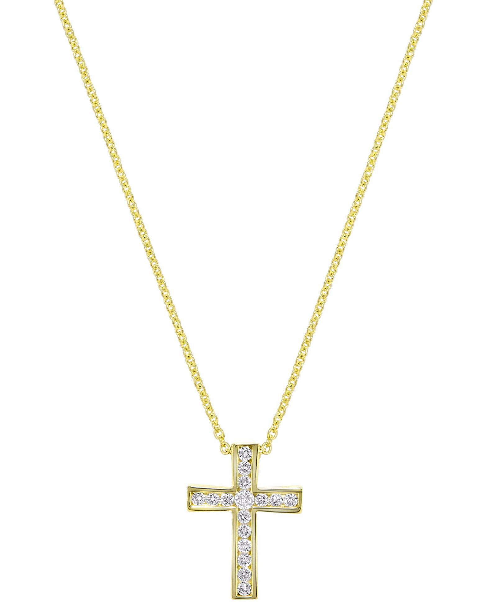 Подвеска Diamond Cross в желтом золоте 14k