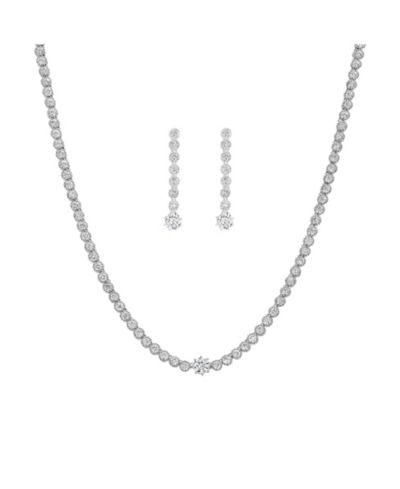 Bearfruit Jewelry Celeste Tennis Necklace & Earring Set Dainty Trendy Gift