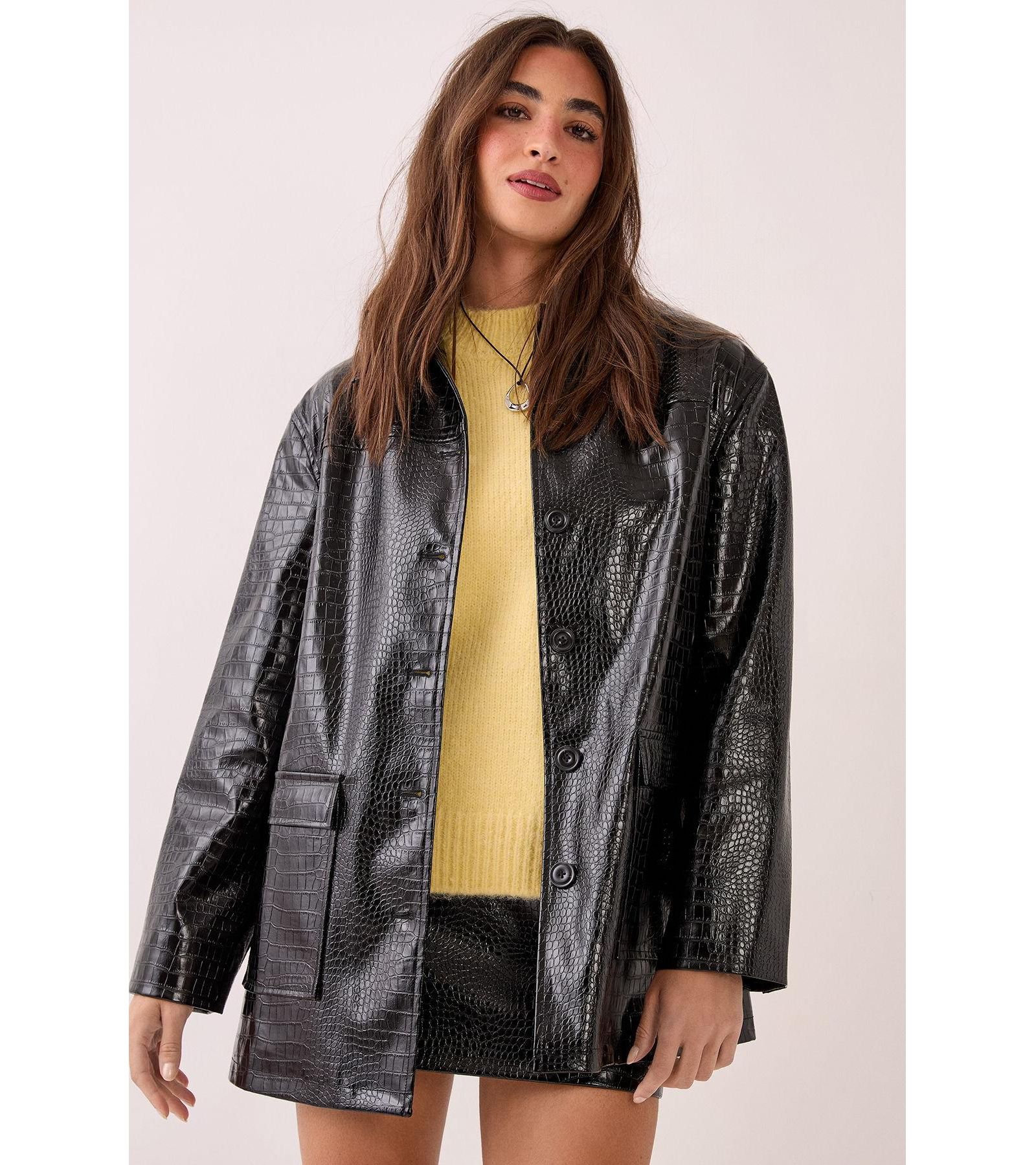Nasty Gal Women's Croc Vinyl Faux Leather Clean Jacket