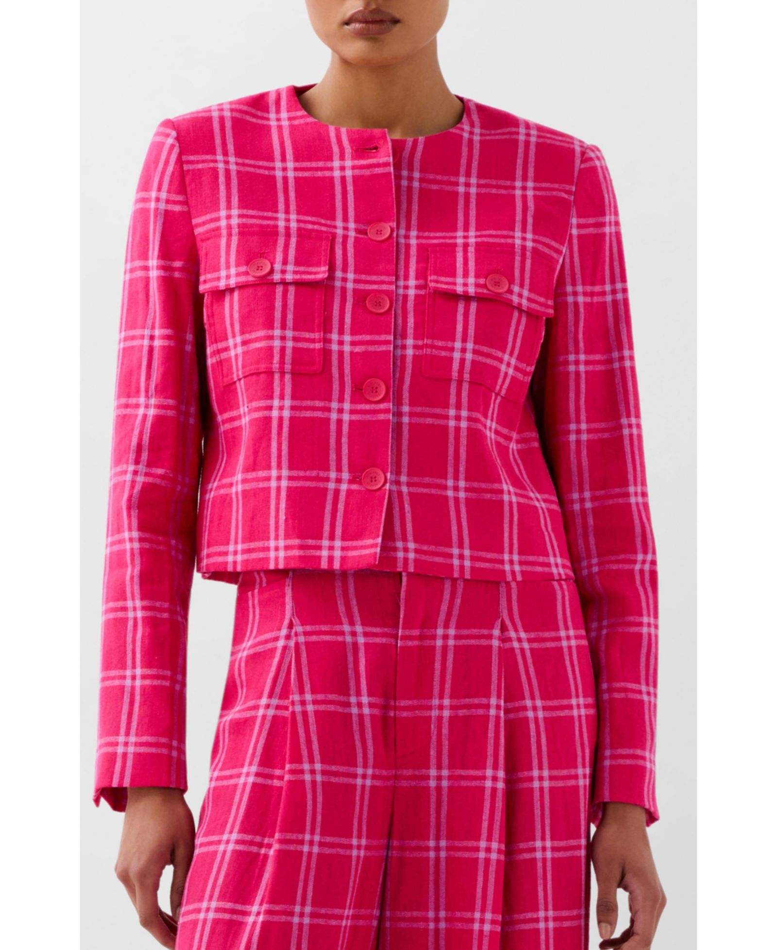 Scalpers Women's Linen Check Blazer