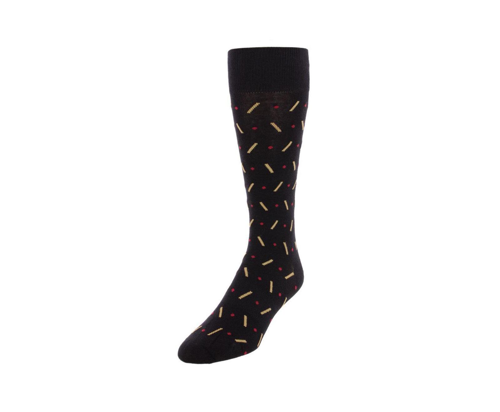TRAFALGAR Men's Jevin Dot and Dash Mid-Calf Combed Cotton Dress Socks (1 Pair)