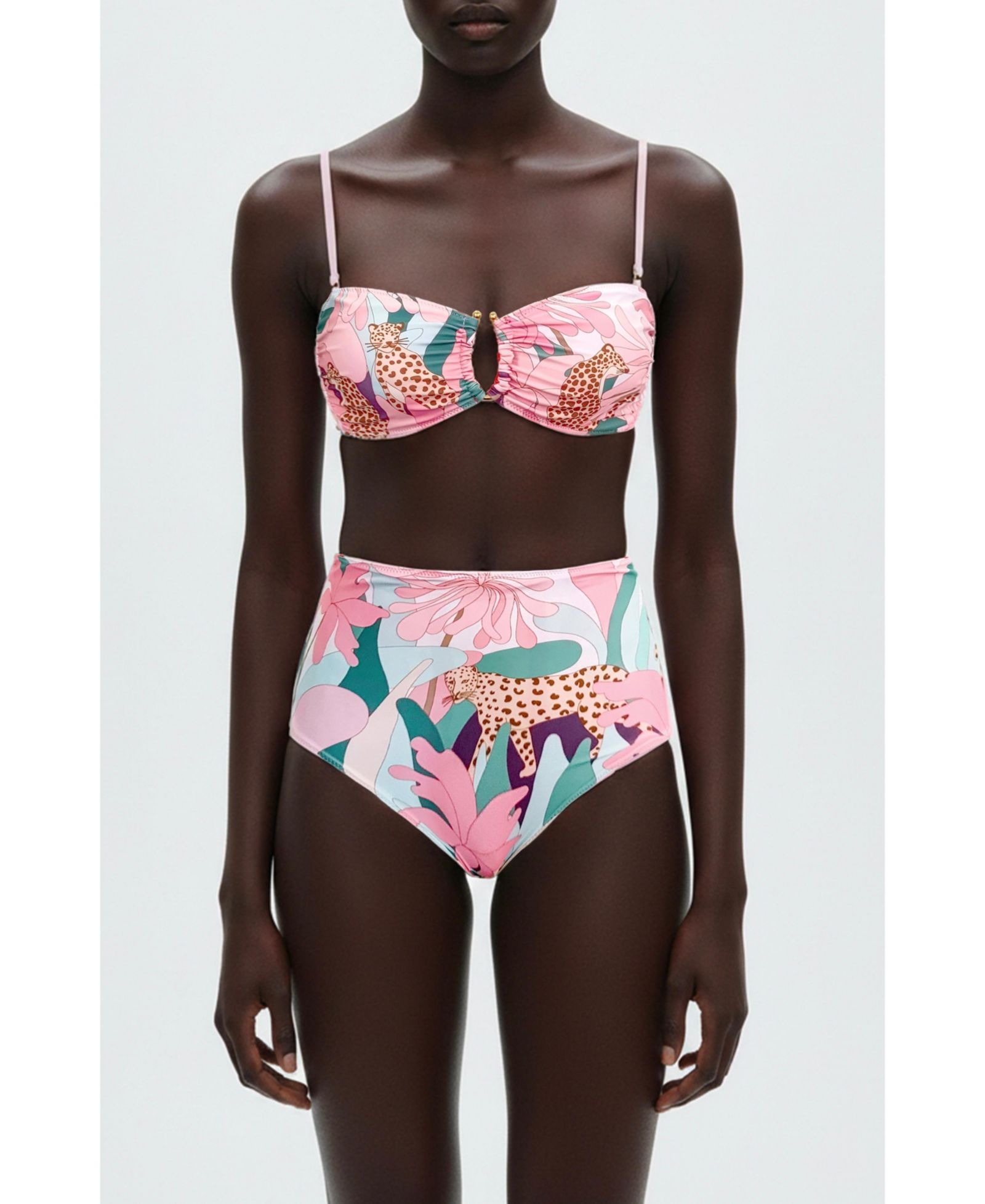 Jessie Zhao New York Women's Jungle Rose Reversible Square Bandeau Top