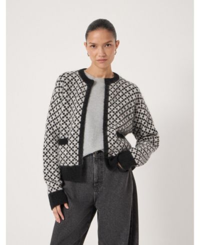 Женский шерстяной кардиган Hush Jacquard Edge To Edge