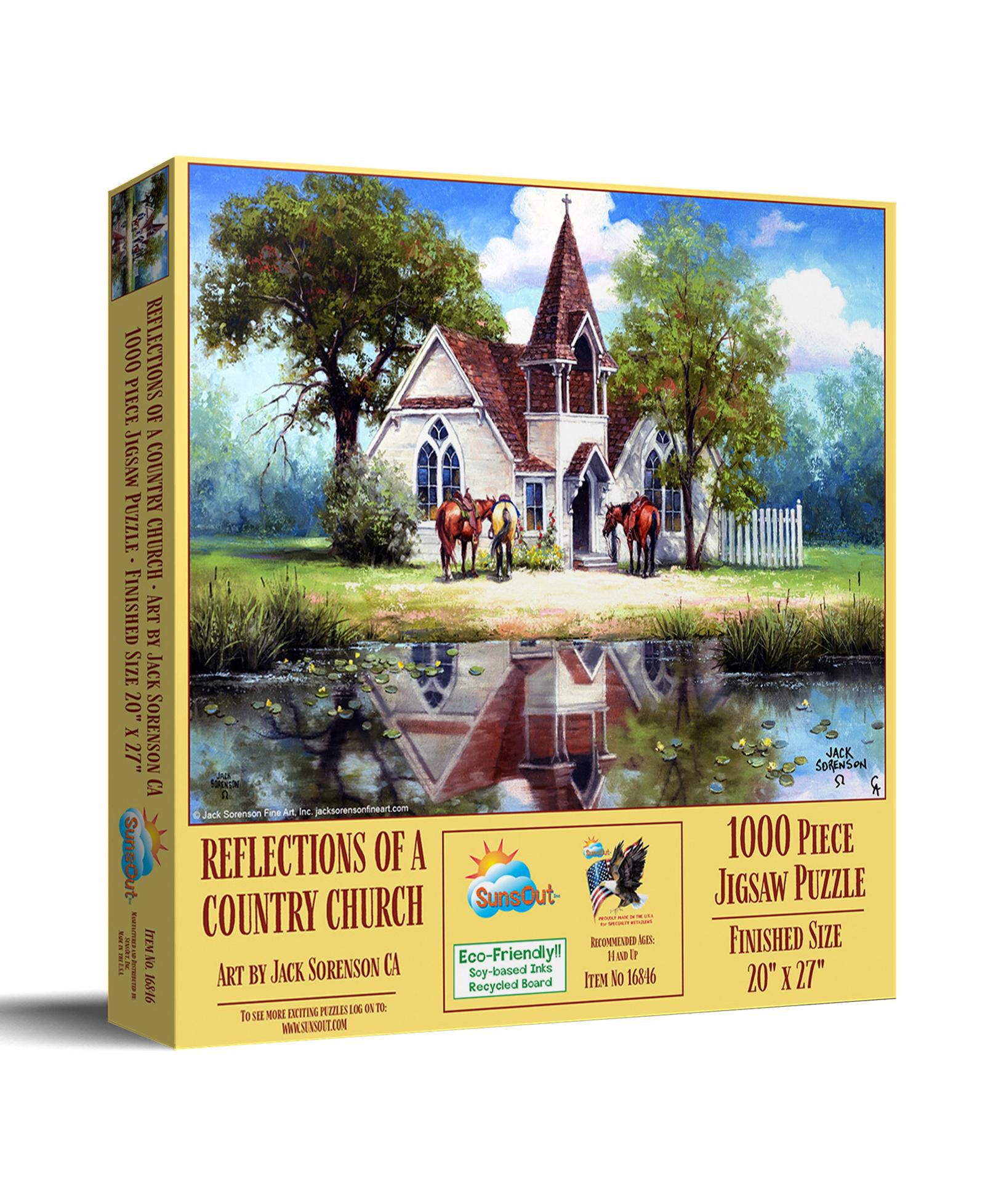 SunsOut пазл Reflections of a Country Church на 1000 деталей для взрослых