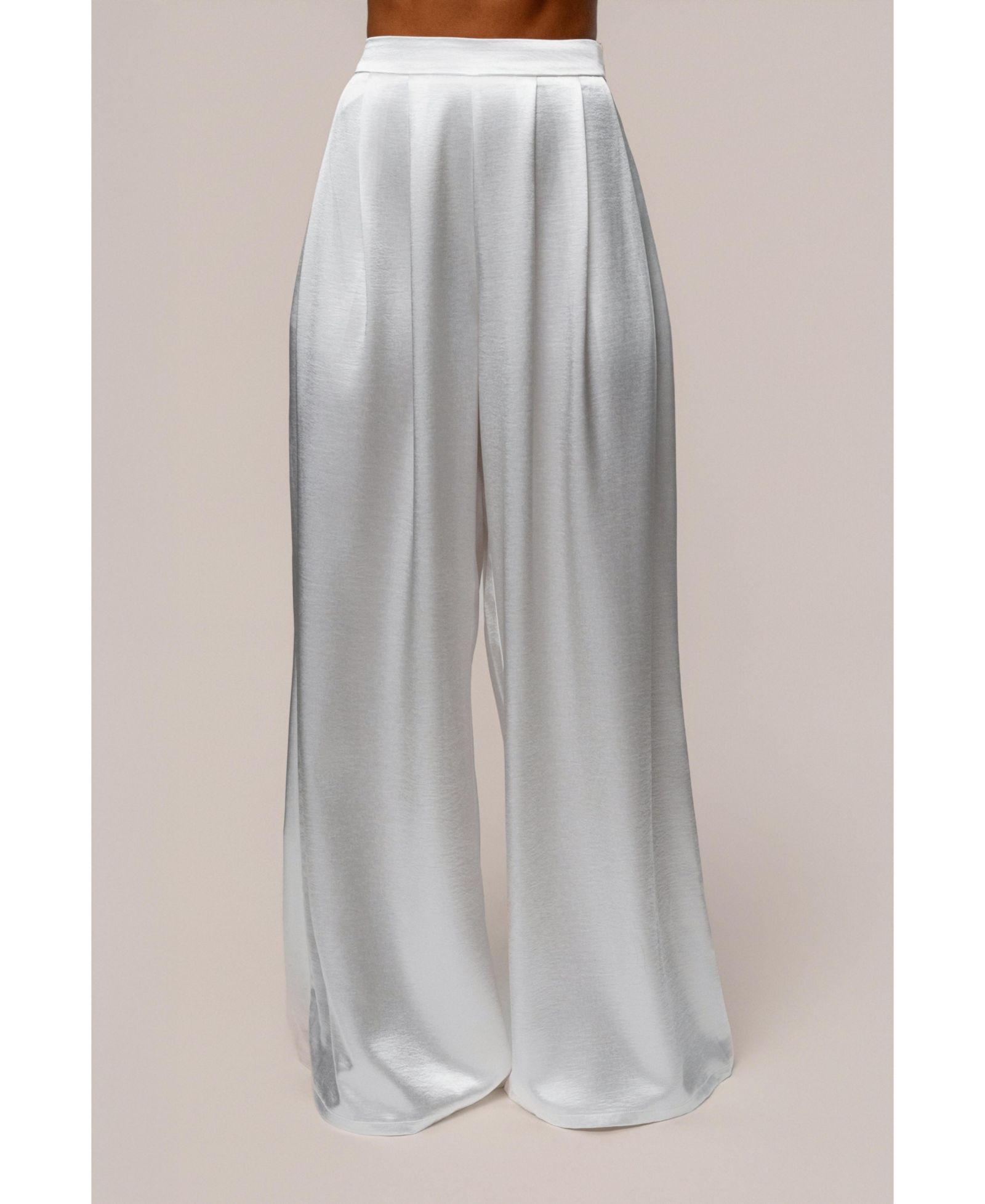 JLUXLABEL Women's Satin Bliss Pleated Pant