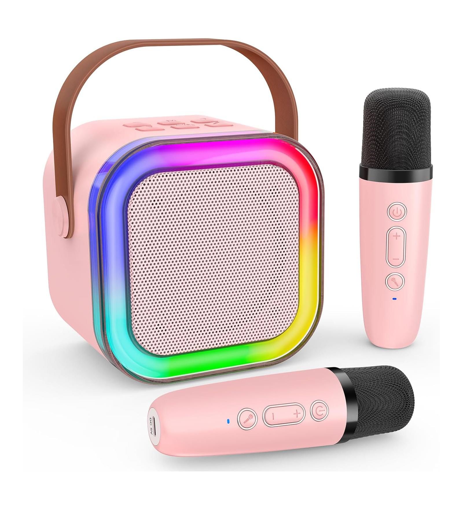 Zealsound Haomuren Portable Bluetooth Karaoke Machine with 2 Wireless Microphones and LED Lights