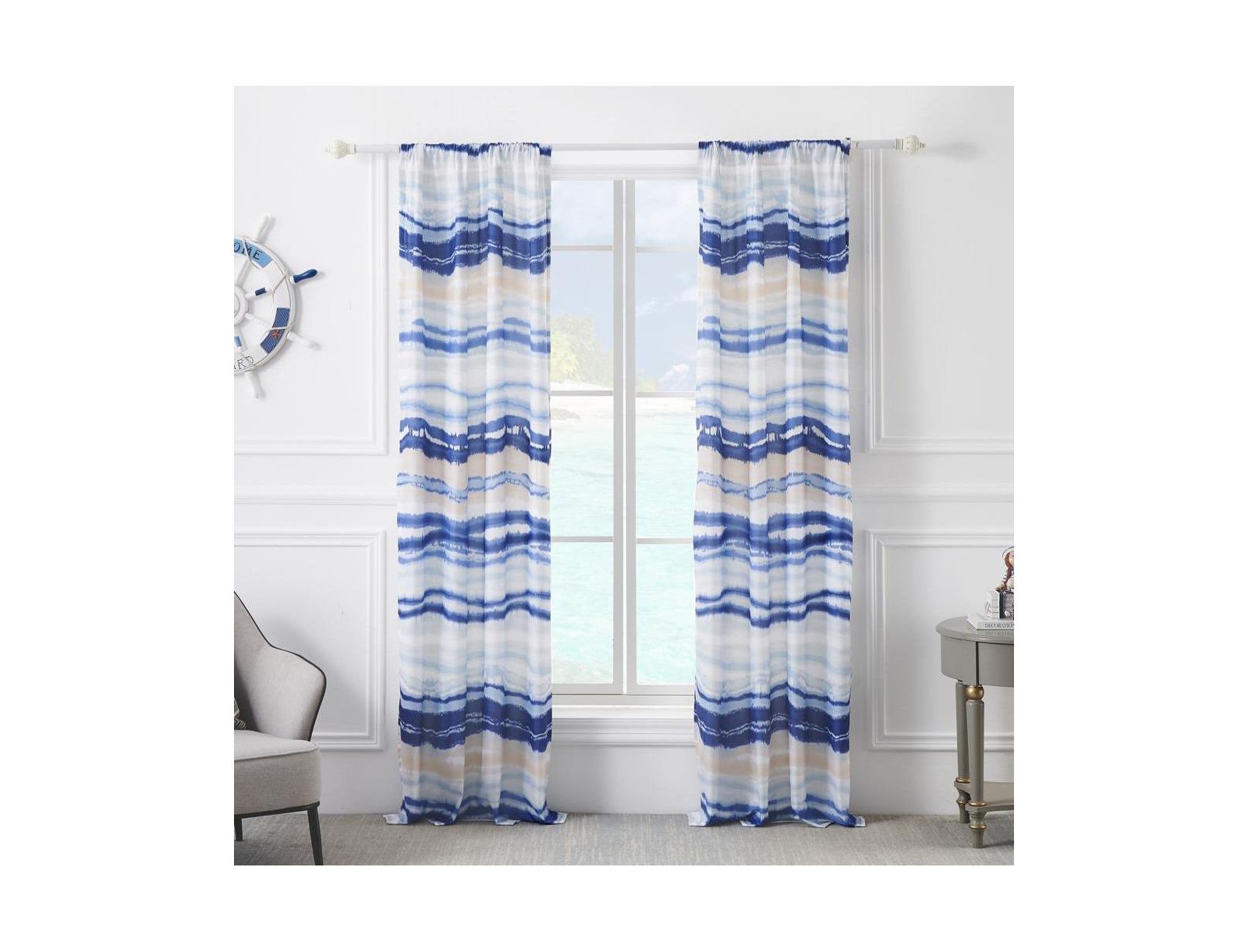 Barefoot Bungalow Crystal Cove Curtain Panel Pair - Set of 2 - 42x84" and 3x24