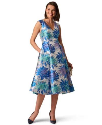 Adrianna Papell Women's Metallic V-Neck Midi Dress