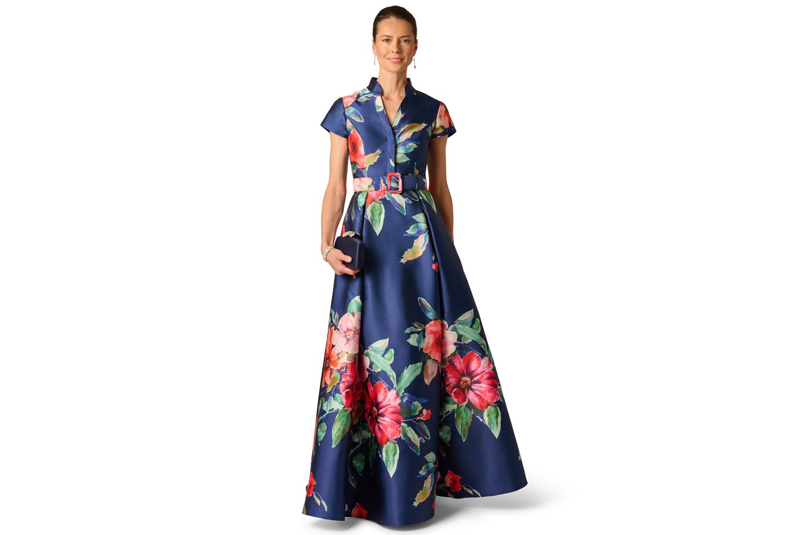 Adrianna Papell Women's V-Neck Floral Ball Gown