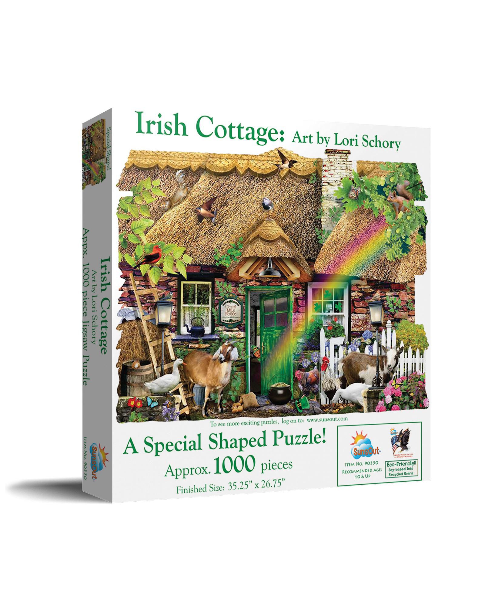 Sunsout Irish Cottage 1000 Piece Special Shape Jigsaw Puzzle, Ages 15+