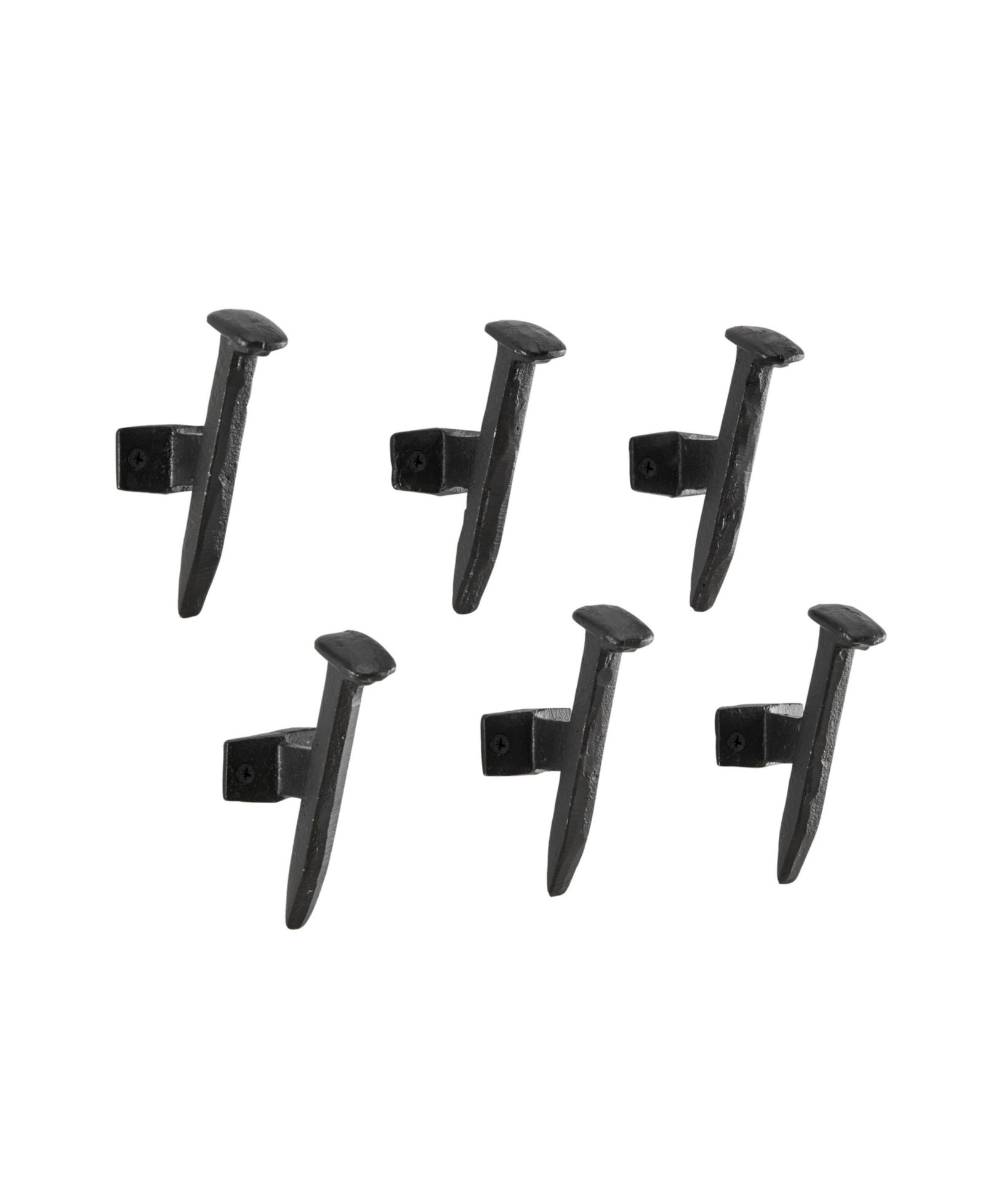 Danya B Black Cast Iron Railway Nail Head Wall Hooks (Set of 6)
