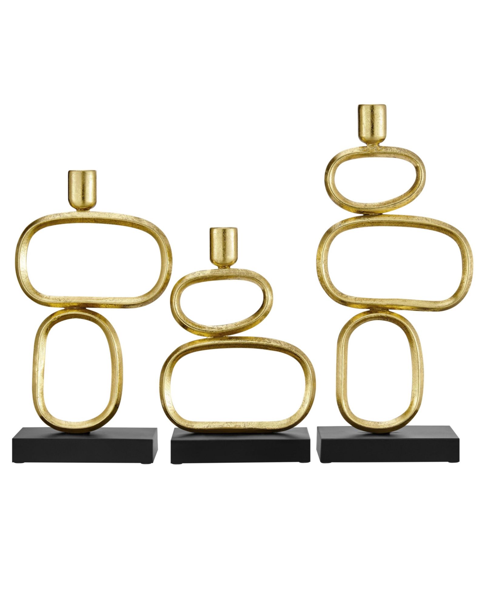 Danya B Eduardo Gold and Black Candlestick Candle Holders - Set of 3