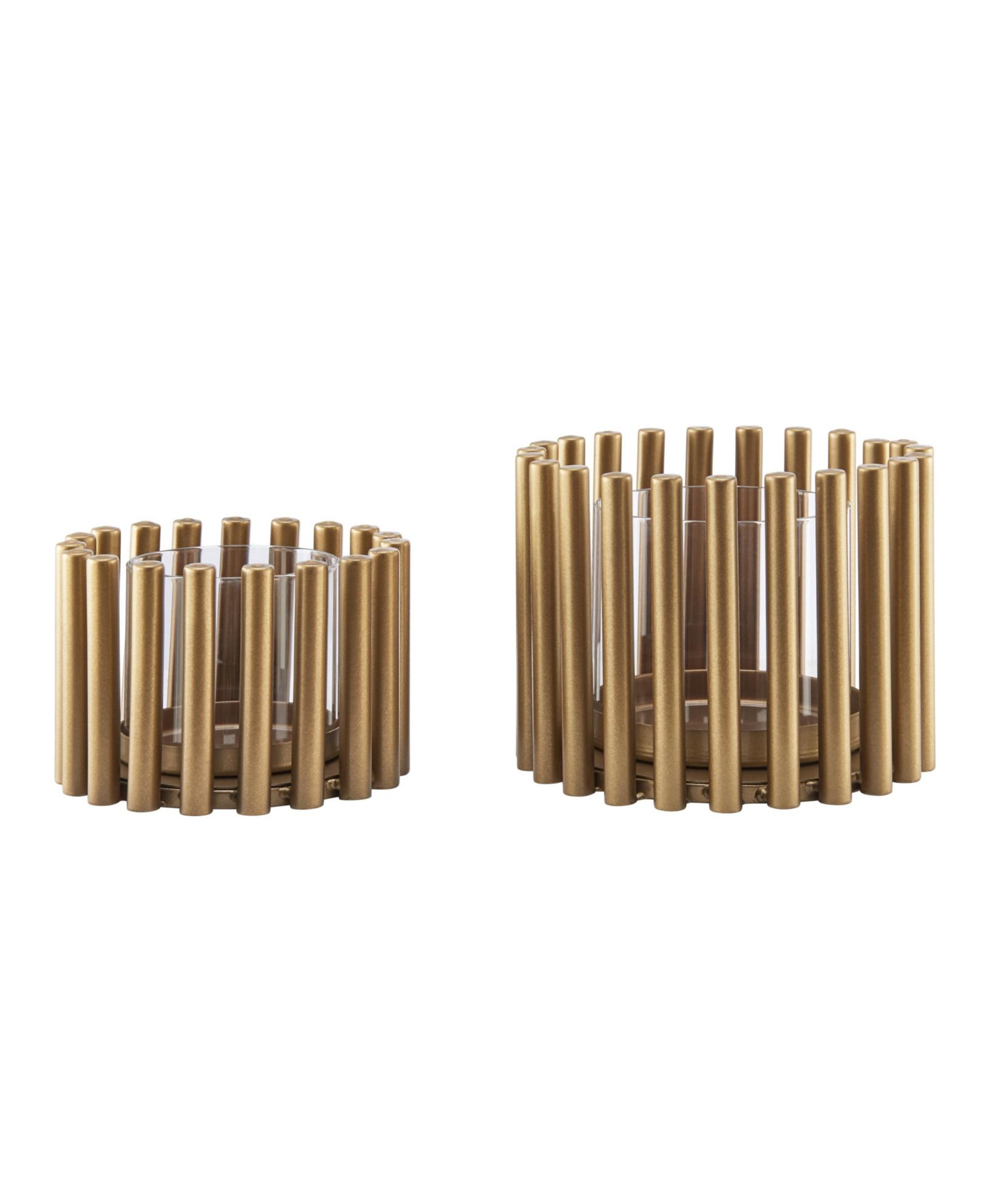 Подсвечники Danya B Pela Pillar Ring Warm Gold Midcentury Modern Votive Hurricane Candle Holders - Set of 2