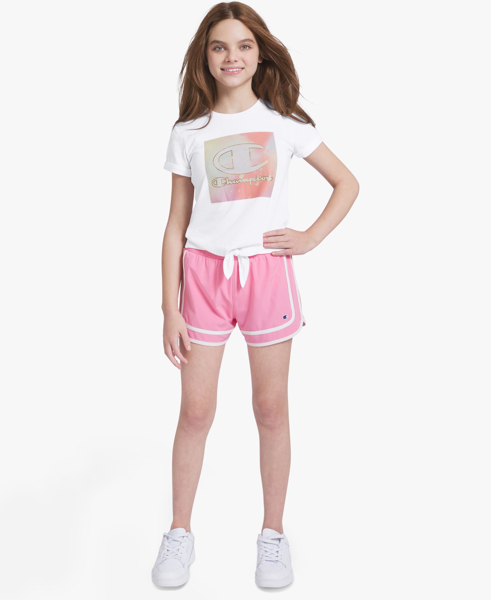 Champion Girls' 7-16 Tie-Front Crewneck T-Shirt