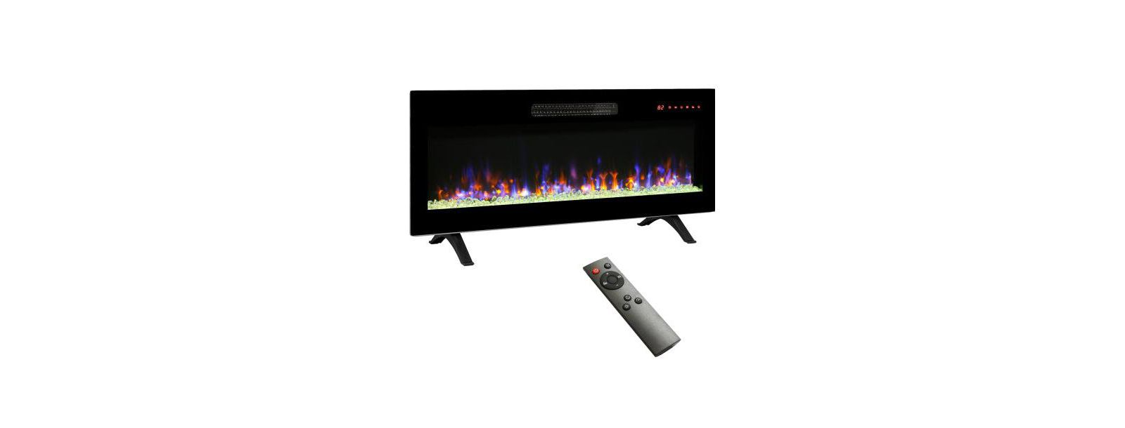 Flynama ультратонкий настенный электрический камин, встроенный, с LED подсветкой и пультом управления